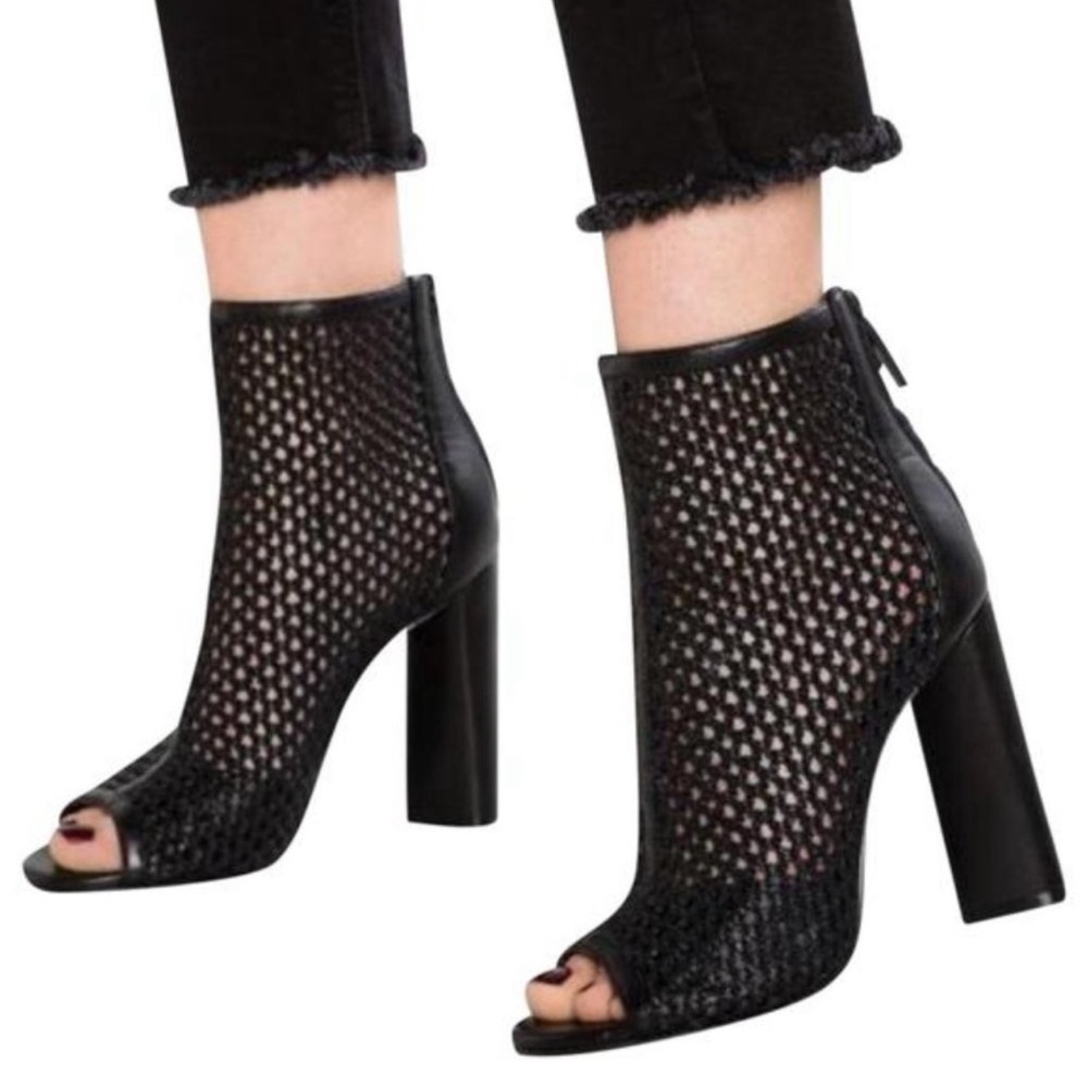Black Galla Peep Toe Ankle Boots